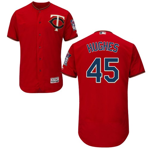 Twins 45 Phil Hughes Red Flexbase Jersey