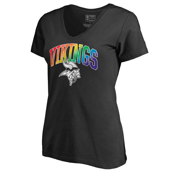 Women's Minnesota Vikings NFL Pro Line by Fanatics Branded Black Plus Sizes Pride T-Shirt