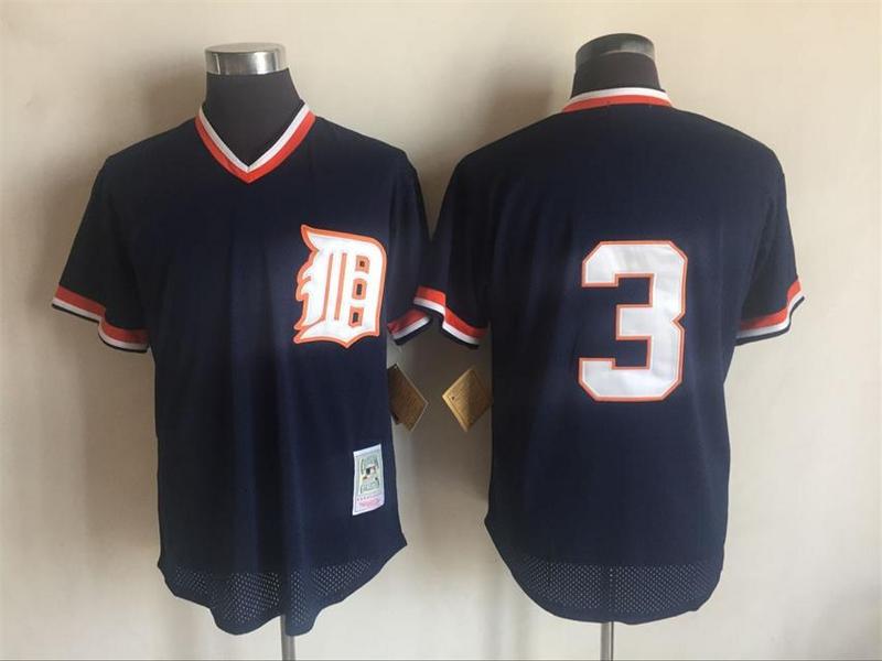 Tigers 3 Alan Trammell Navy 1984 Cooperstown Collection Batting Practice Jersey