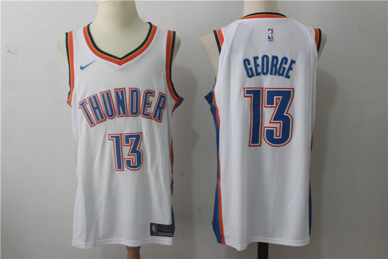 Thunder 13 Paul George White Nike Authentic Jersey
