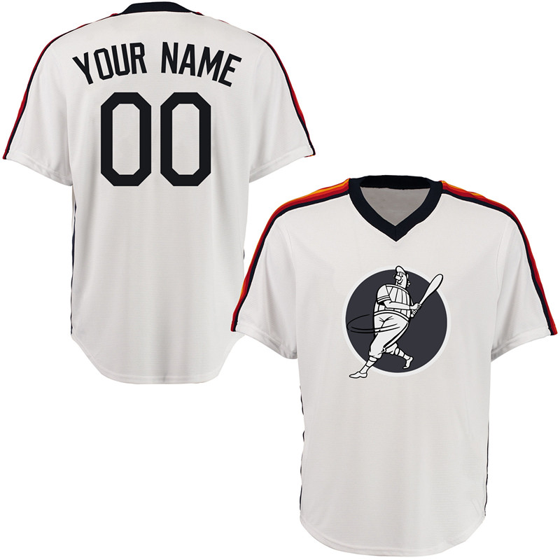 Astros White Men's Customized Throwback New Design Jersey