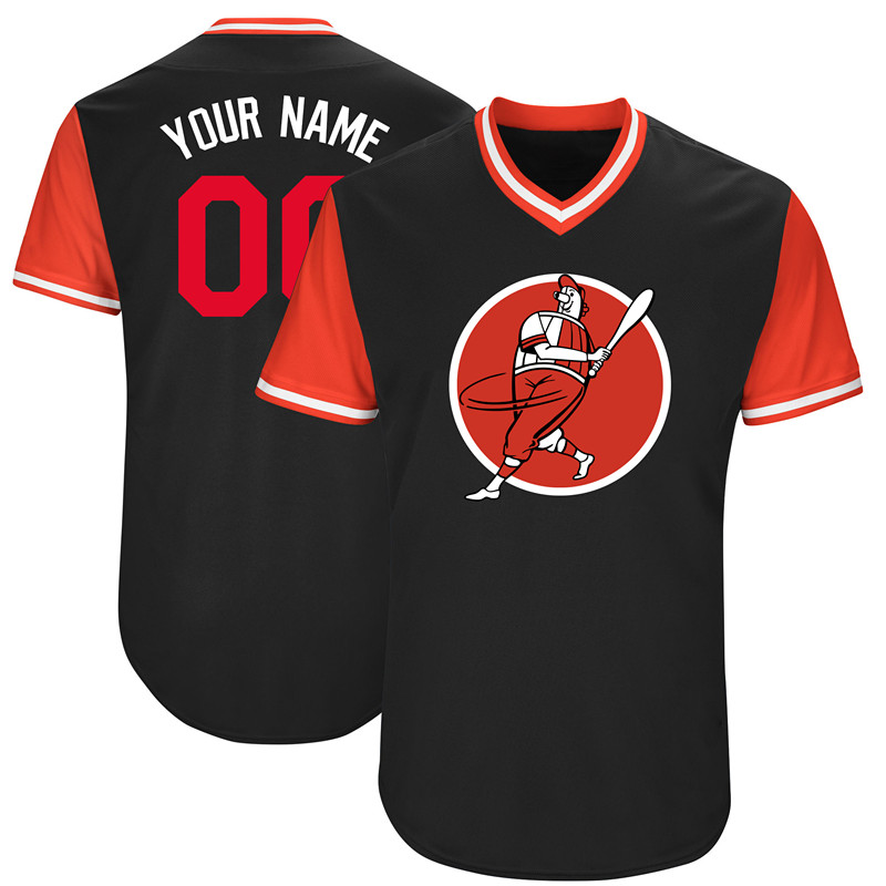Nationals Black Men's Customized Throwback New Design Jersey