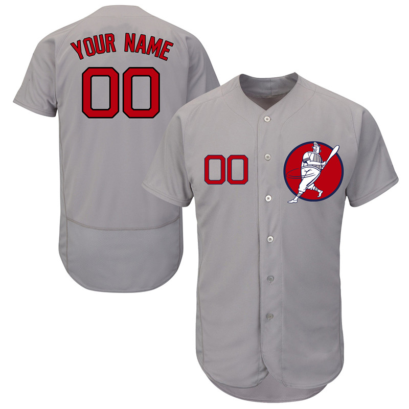 Red Sox Gray Men's Customized Flexbase New Design Jersey