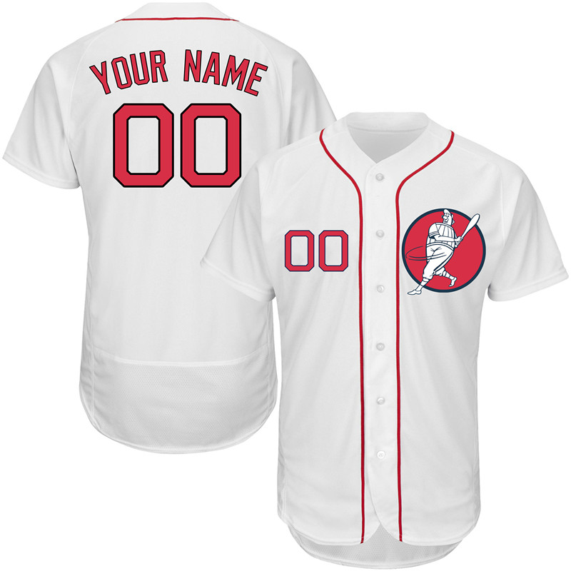 Red Sox White Men's Customized Flexbase New Design Jersey