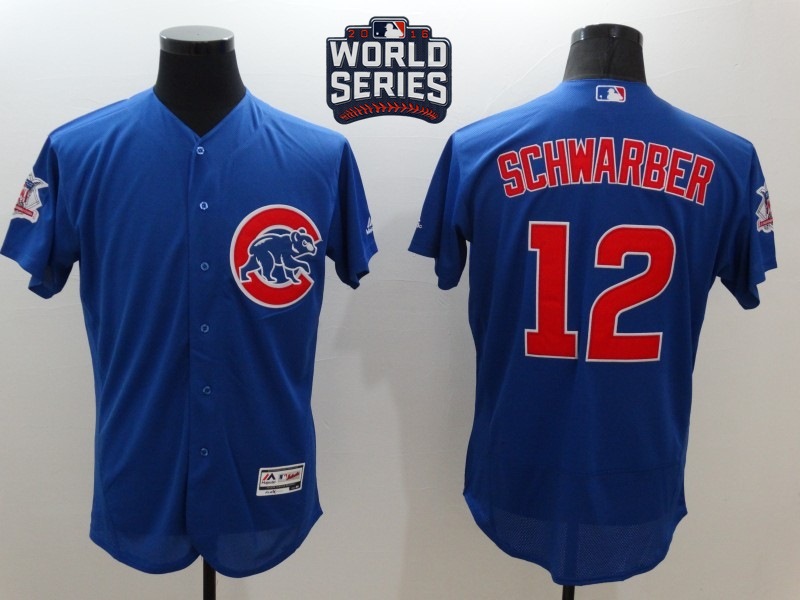 Cubs 12 Kyle Schwarber Royal 2016 World Series Flexbase Jersey