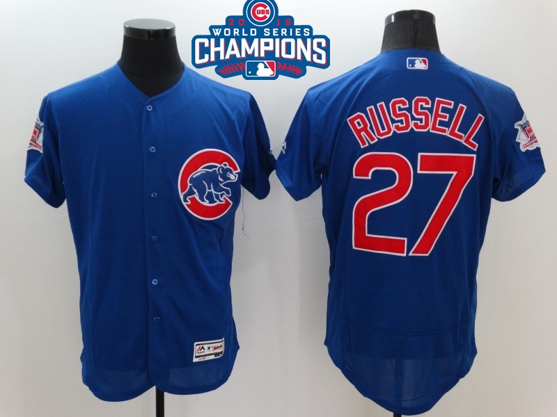 Cubs 27 Addison Russell Royal 2016 World Series Champions Flexbase Jersey