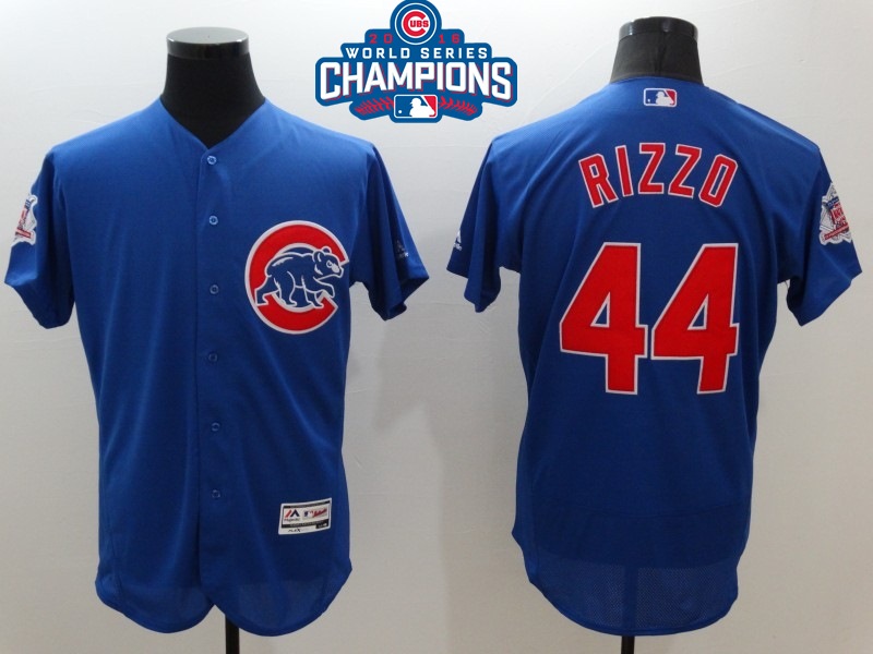 Cubs 44 Anthony Rizzo Royal 2016 World Series Champions Flexbase Jersey