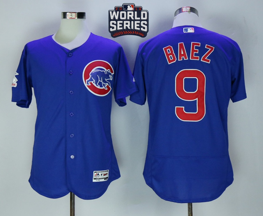 Cubs 9 Javier Baez Royal 2016 World Series Flexbase Jersey