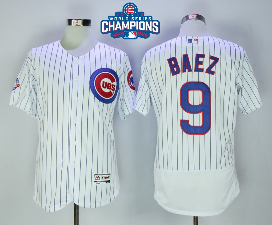 Cubs 9 Javier Baez White 2016 World Series Champions Flexbase Jersey