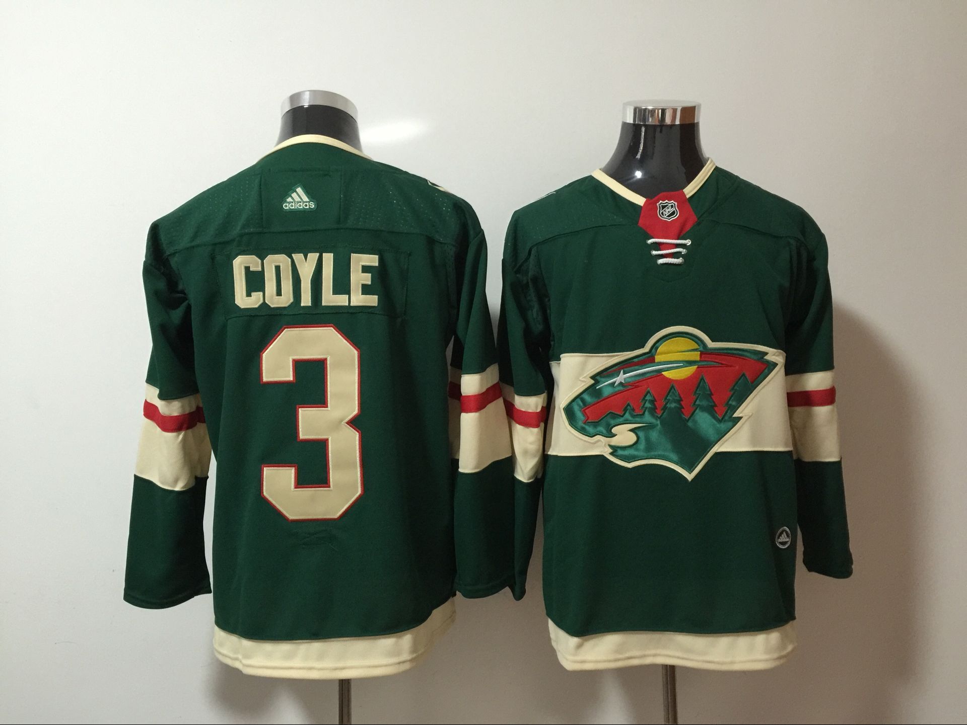Wild 3 Charlie Coyle Green Adidas Jersey