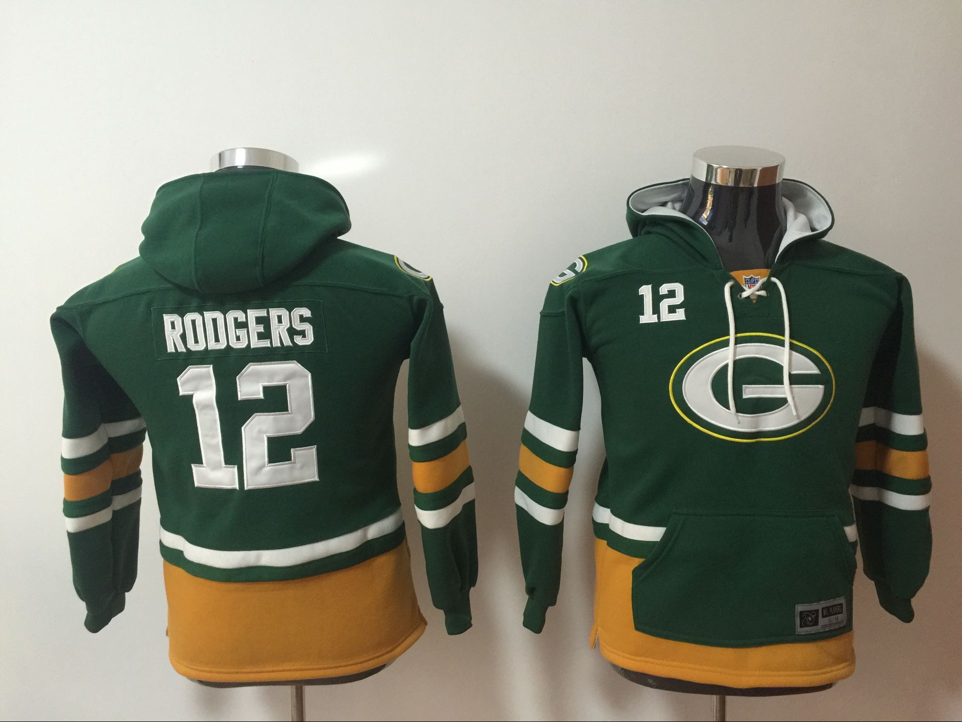 Green Bay Packers 12 Aaron Rodgers Green Youth All Stitched Sweatshirt