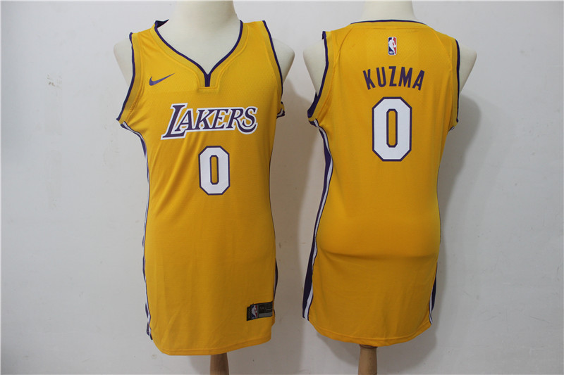 Lakers 0 Kyle Kuzma Yellow Women Nike Swingman Jersey