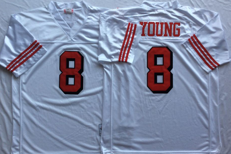 49ers 8 Steve Young White Vintage M&N Jersey