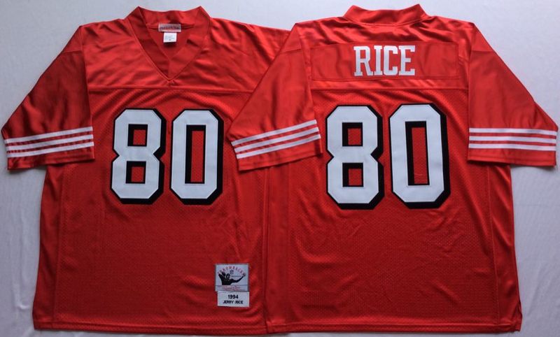 49ers 80 Jerry Rice Red Vintage M&N Jersey
