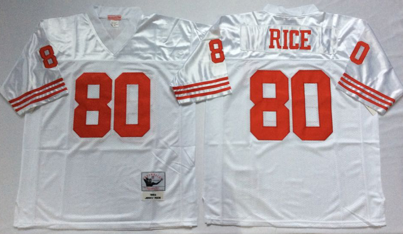 49ers 80 Jerry Rice White M&N Throwback Jersey