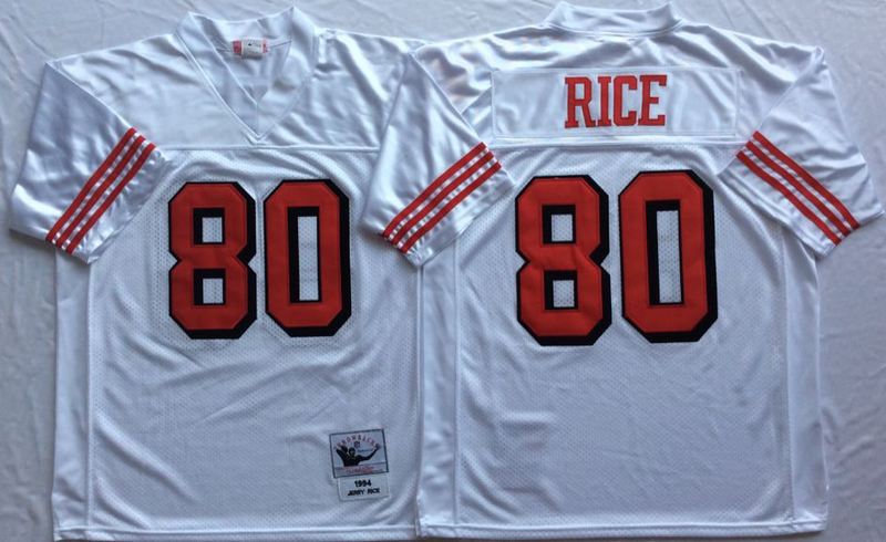49ers 80 Jerry Rice White Vintage M&N Jersey
