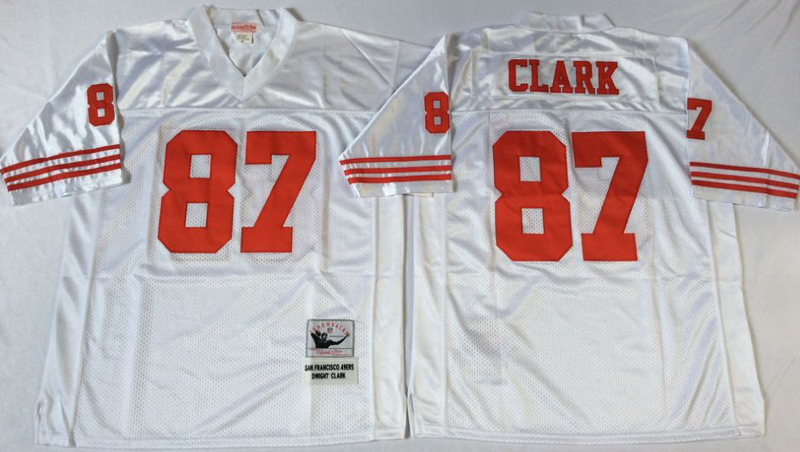 49ers 87 Dwight Clark White M&N Throwback Jersey
