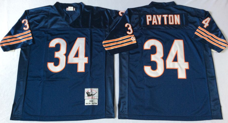 Bears 34 Walter Payton Navy M&N 1985 Throwback Jersey