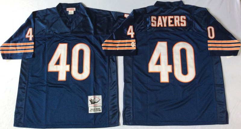Bears 40 Gale Sayers Navy M&N 1985 Throwback Jersey