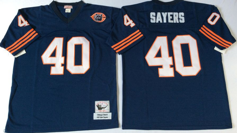 Bears 40 Gale Sayers Navy M&N Throwback Jersey