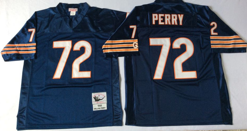 Bears 72 William Perry Navy M&N 1985 Throwback Jersey