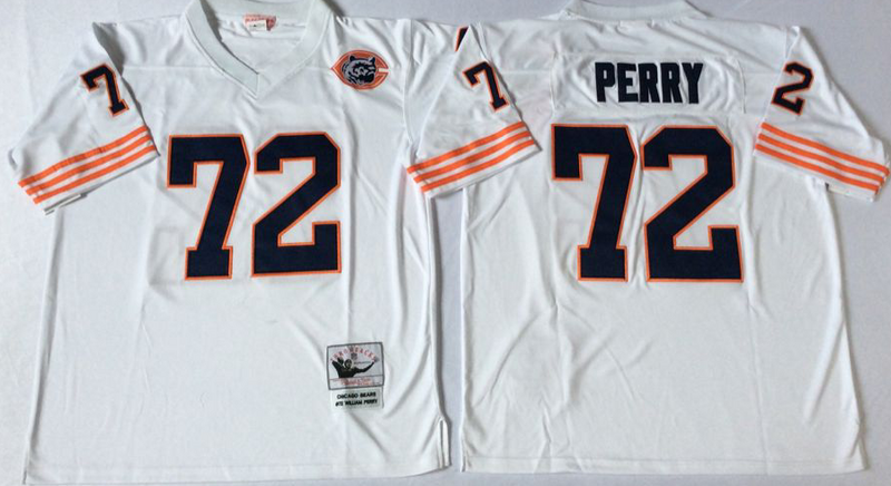 Bears 72 William Perry White M&N Throwback Jersey