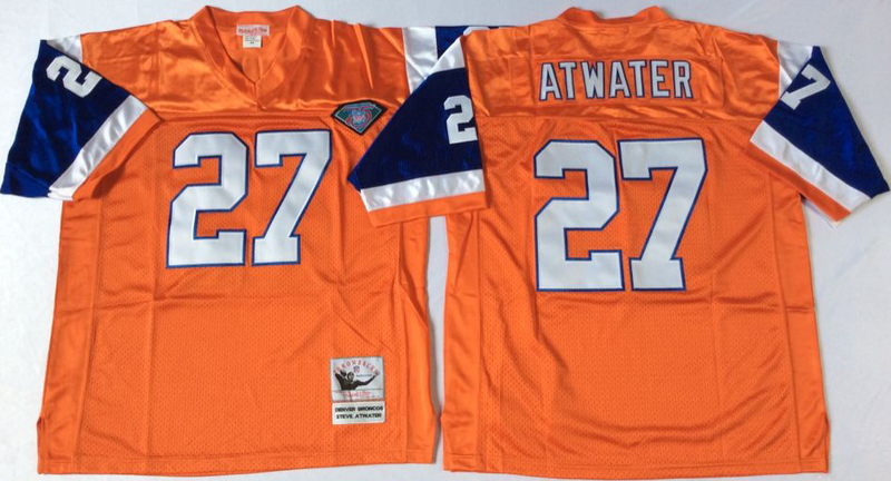 Broncos 27 Steve Atwater Orange M&N Throwback Jersey