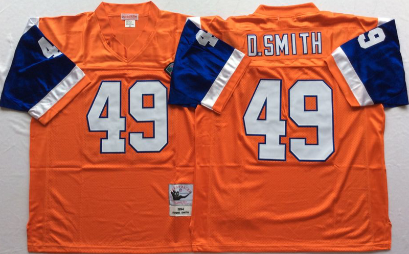 Broncos 49 Dennis Smith Orange M&N Throwback Jersey