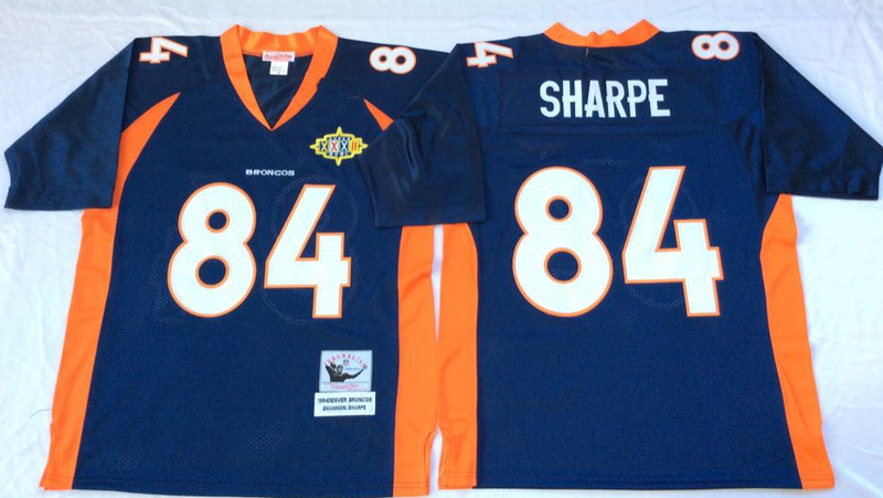 Broncos 84 Shannon Sharpe Navy M&N Throwback Jersey