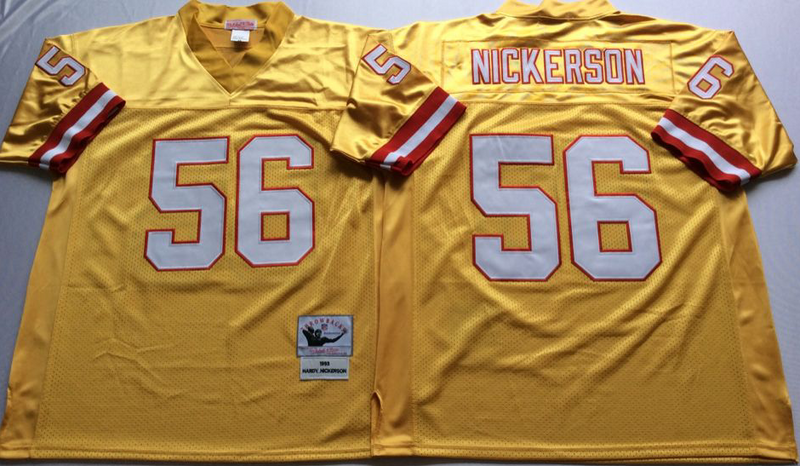Buccaneers 56 Hardy Nickerson Yellow M&N Throwback Jersey
