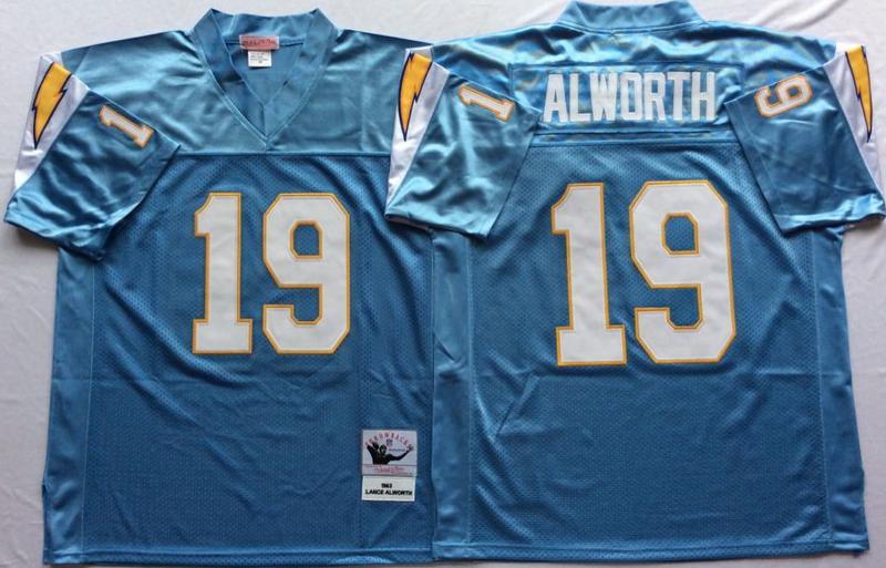 Chargers 19 Lance Alworth Light Blue M&N Throwback Jersey