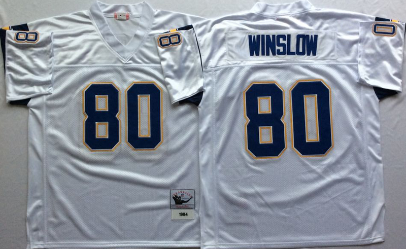 Chargers 80 Kellen Winslow White M&N Throwback Jersey