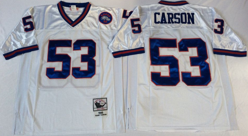 Giants 53 Harry Carson White M&N Throwback Jersey