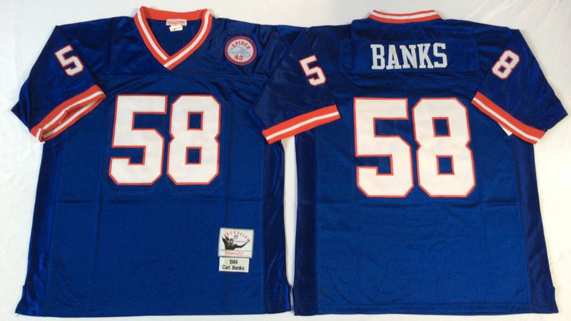 Giants 58 Carl Banks Blue M&N Throwback Jersey
