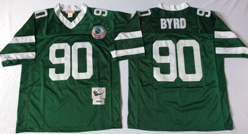 Jets 90 Dennis Byrd Green M&N Throwback Jersey