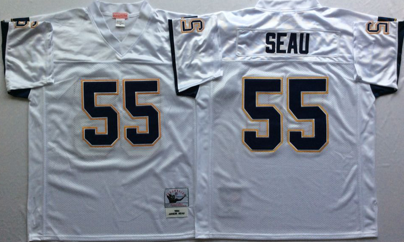 Chargers 55 Junior Seau White M&N Throwback Jersey