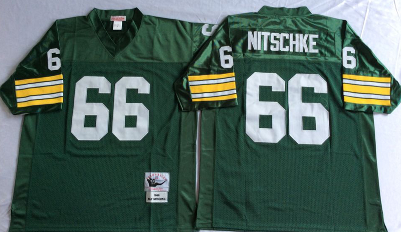 Packers 66 Ray Nitschke Green M&N Throwback Jersey