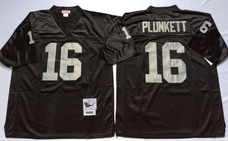Raiders 16 Jim Plunkett Black M&N Throwback Jersey