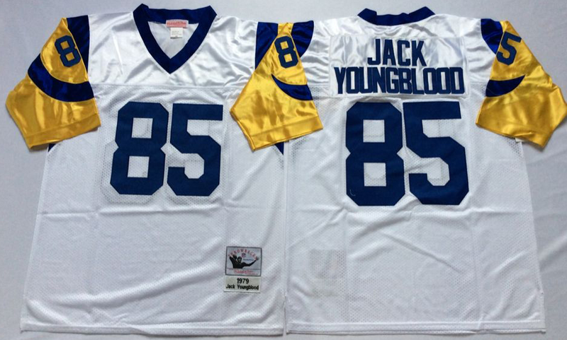 Rams 85 Jack Youngblood White M&N Throwback Jersey