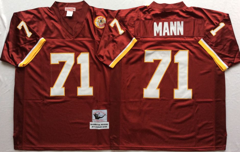 Redskins 71 Charles Mann Red M&N Throwback Jersey