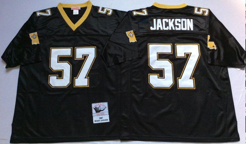 Saints 57 Rickey Jackson Black M&N Throwback Jersey