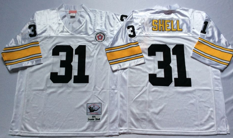 Steelers 31 Donnie Shell White M&N Throwback Jersey