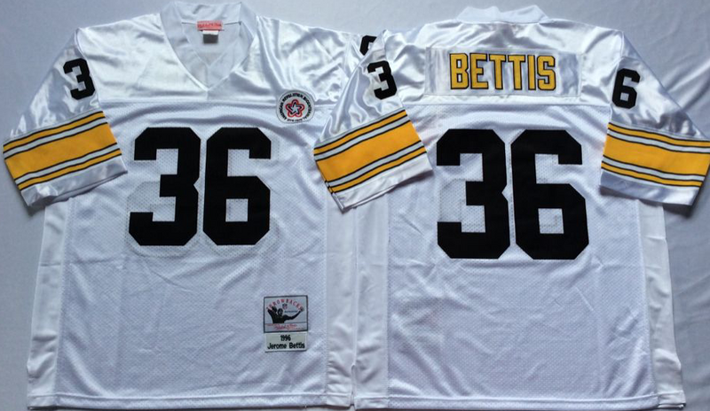 Steelers 36 Jerome Bettis White M&N Throwback Jersey
