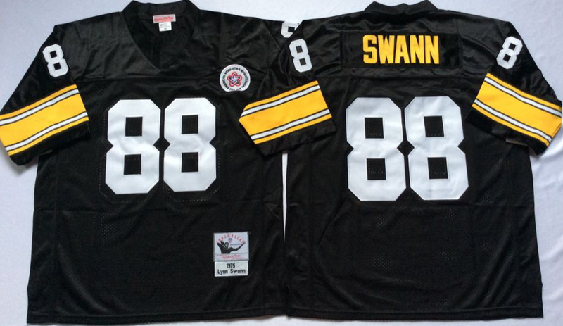 Steelers 88 Lynn Swann Black M&N Throwback Jersey