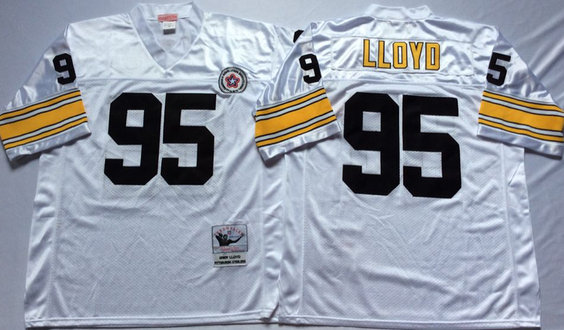 Steelers 95 Greg Lloyd White M&N Throwback Jersey