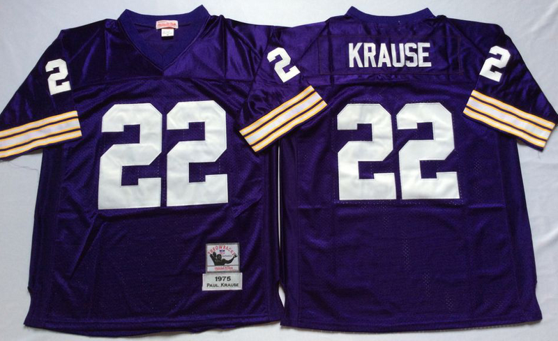 Vikings 22 Paul Krause Purple M&N Throwback Jersey