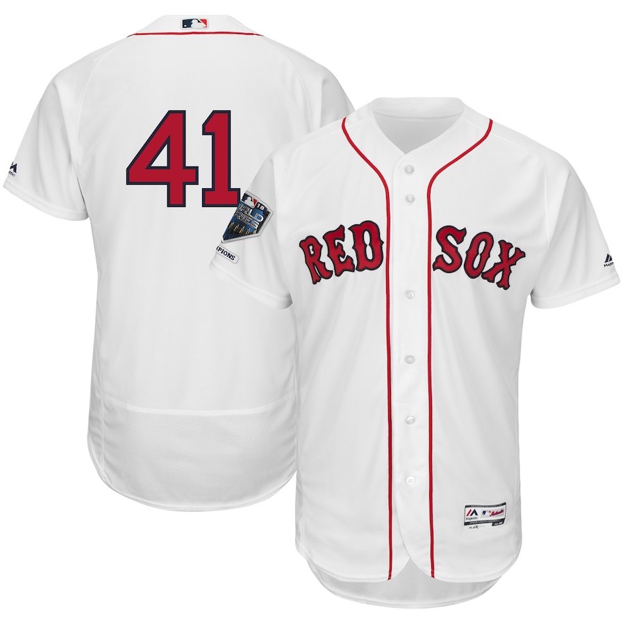Red Sox 41 Chris Sale White 2018 World Series Champions Home Flexbase Player Jersey