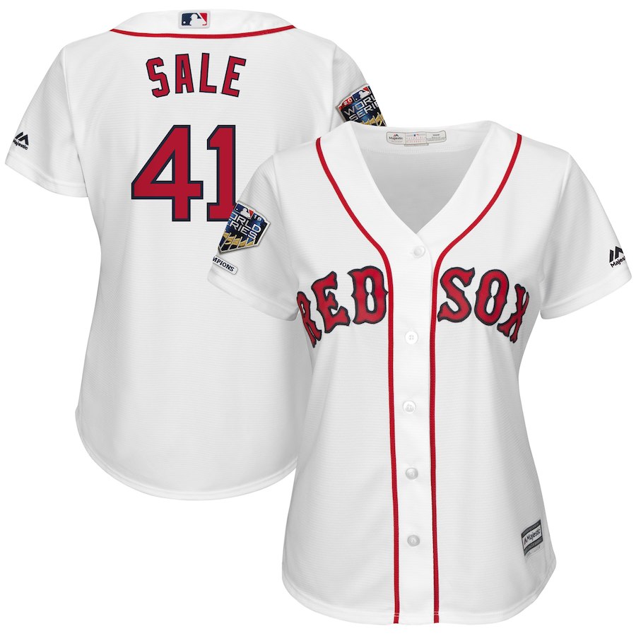 Red Sox 41 Chris Sale White Women 2018 World Series Champions Home Cool Base Player Jersey