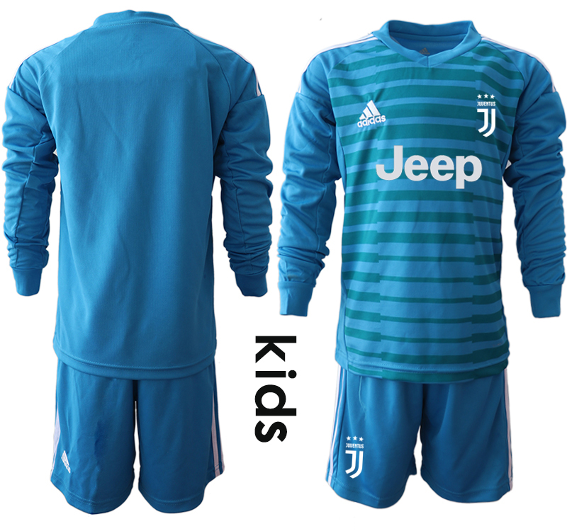 2018-19 Juventus Blue Youth Long Sleeve Goalkeeper Soccer Jersey
