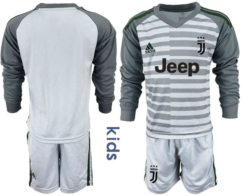 2018-19 Juventus Gray Youth Long Sleeve Goalkeeper Soccer Jersey